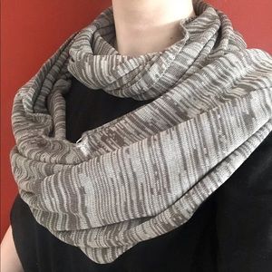 Gray striped infinity scarf